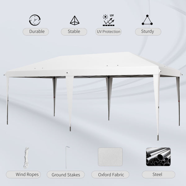 English Elm Outsunny 10' X 19.2' Heavy Duty Pop Up Canopy Tent - Instant Outdoor Shelter For Events, Bbqs, Weddings W2225P200887-GIGA