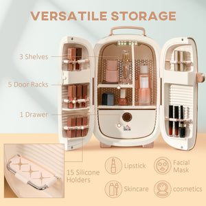 English Elm Homcom Skincare Mini Fridge 12l Led Display Silent Cooling Vanity Refrigerator White W2225P173963