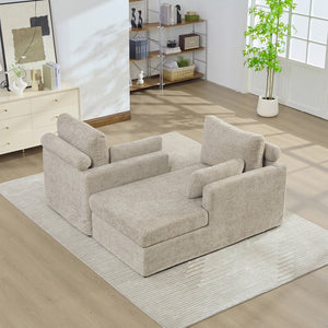 English Elm 63.39" Chenille Convertible Sofa Bed with Pocketed Spring Cushions for Modern Living Spaces Taupe W3189S00031