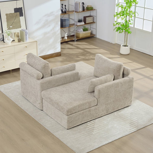 English Elm 63.39" Chenille Convertible Sofa Bed with Pocketed Spring Cushions for Modern Living Spaces Taupe W3189S00031