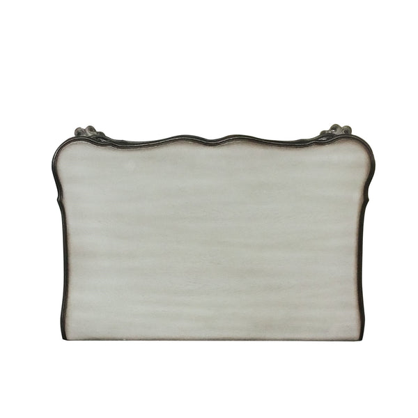 English Elm Traditional Nightstand with Floral Decals and Rope Moldings, Crown Molding Accent, Charming Princess Appeal Antique White 22 L x 34 W x 29 H B2741P324884