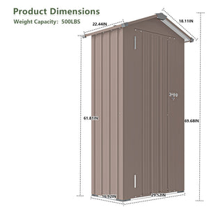 English Elm Campcraft Galvanized Iron Compact Outdoor Storage Shed with Locking Door Weather Resistant W1598P283840