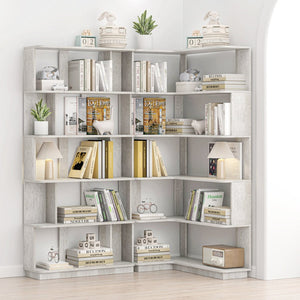 English Elm 90 Cm Modular Corner Bookcase Set of 2 Flexible Display Shelves for Home Office W2899S00010