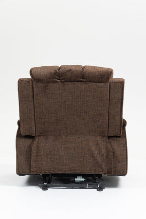 English Elm Oversized Power Lift Recliner with Heat Massage Lay Flat Design and Usb Charging Port Chocolate W547S00081