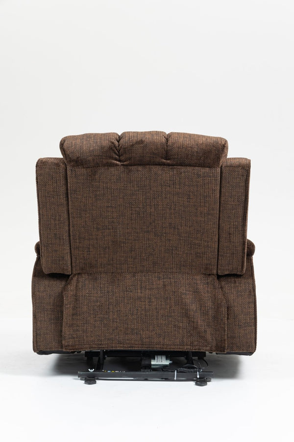 English Elm Oversized Power Lift Recliner with Heat Massage Lay Flat Design and Usb Charging Port Chocolate W547S00081