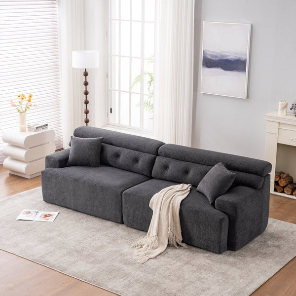 English Elm LY-029 Modular Gray Compression Sofa — 4-Seater L-Shaped Chenille, High-Density Foam, Elegant Comfort W2231S00021