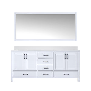English Elm White Double Bath Vanity Set With White Quartz Top & 70 In. Mirror - Elegant Storage & Style! B2731S00704-GIGA