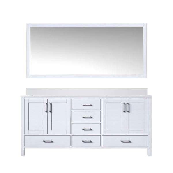 English Elm White Double Bath Vanity Set With White Quartz Top & 70 In. Mirror - Elegant Storage & Style! B2731S00704-GIGA