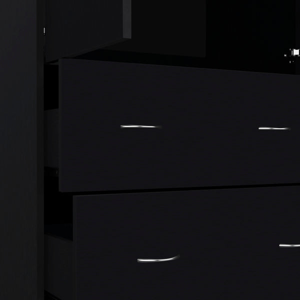 English Elm FM Wenden Wardrobe Black - 2 Doors, 2 Drawers & Hanging Rod, Durable Engineered Wood, Spacious Storage Stylish B128S00066