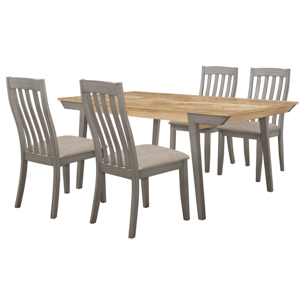 English Elm Kalina 5-Piece Dining Set With Natural Acacia Table & Coastal Grey Chairs For Stylish Dining Spaces B062S01028