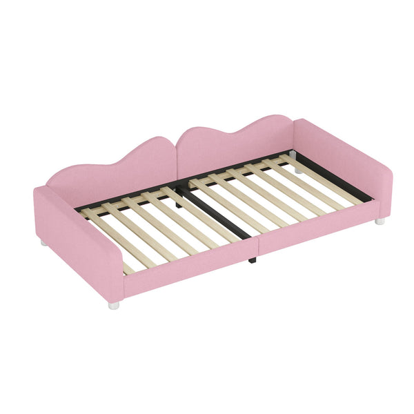 English Elm Twin Sherpa Upholstered Daybed with Cloud-Shaped Backrest, Cozy Sofabed Design, No Box Spring Needed Pink 42.5 L x 25.5 W x 8 H N733P234602H