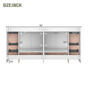 English Elm 72" Freestanding Shaker Bathroom Vanity Double Ceramic Sink Eight Soft Close Drawers N729P000032K