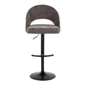 English Elm Adjustable Swivel Barstools Set of 2 Fabric Seat Black Metal Base Kitchen Counter Dark Grey B202S02003