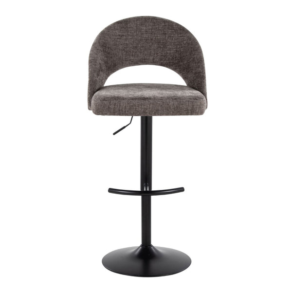 English Elm Adjustable Swivel Barstools Set of 2 Fabric Seat Black Metal Base Kitchen Counter Dark Grey B202S02003