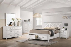 English Elm White Solid Wood 3-Drawer Nightstand with USB Charging Port, Poplar Solids, Custom Hardware Finish B2699P236711
