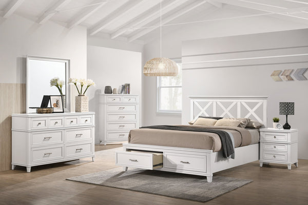 English Elm White Solid Wood 3-Drawer Nightstand with USB Charging Port, Poplar Solids, Custom Hardware Finish B2699P236711