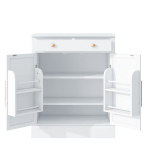 English Elm [Assembly Modern Freestanding Kitchen Pantry with Faux Marble Top, Set of 2 Cabinets with Drawer, Adjustable Shelves, Sleek Durable Design for Dining Room and Coffee Bar White SP000074AAK