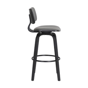 English Elm Pico Swivel Bar Stool Gray Faux Leather Seat with Tapered Wood Base for Kitchen Island B2736P464836
