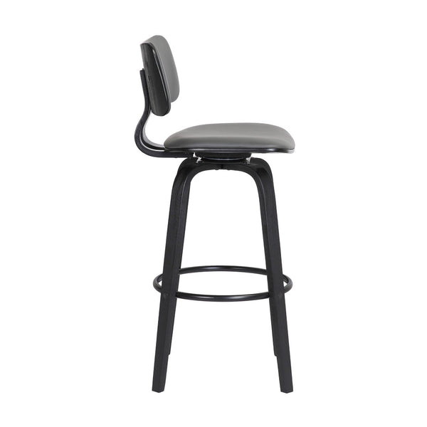 English Elm Pico Swivel Bar Stool Gray Faux Leather Seat with Tapered Wood Base for Kitchen Island B2736P464836