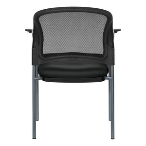 OSP Home Furnishings Progrid Mesh Back Stackable Chair with Titanium Frame for Conference Rooms Black 86710R-R107