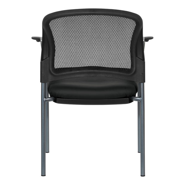 OSP Home Furnishings Progrid Mesh Back Stackable Chair with Titanium Frame for Conference Rooms Black 86710R-R107