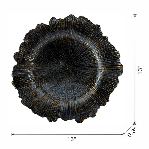 English Elm 8 Pack Reef Plastic Charger Plate D13" – Premium Medium-Weight Dinner Charger for Stylish, Colorful Table Settings Black W2078P234111