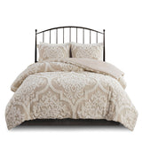 Madison Park Viola Shabby Chic 3 piece Tufted Cotton Chenille Damask Comforter Set MP12-7105 Taupe