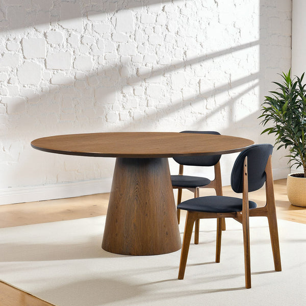English Elm Ashcroft Furniture - Palamedes Solid Wood Round Dining Table In Elegant Walnut Finish – Modern, Space-Saving Design! B183S00198