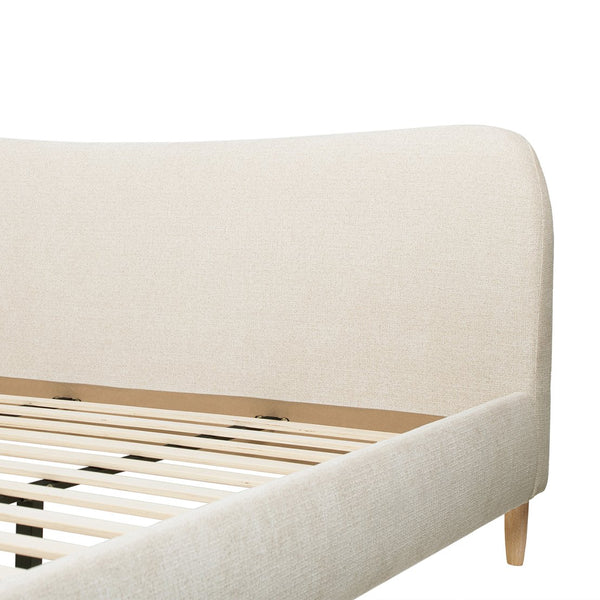 English Elm Jennifer Taylor Home - Roman Curved Headboard Upholstered Platform Bed - King Size, Cozy Oatmeal Chenille Elegance B2719P353143