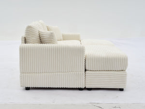 English Elm Modern Sectional Couch - Cozy 2-Piece Corduroy Slipcovers With Throw Pillows For Stylish Living Spaces W2915S00030