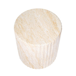 English Elm U_style Mgo Cylinder Accent Table Wave Ribbed Concrete Look Patio or Indoor Plant Stand Beige,Yellow N711P422078K
