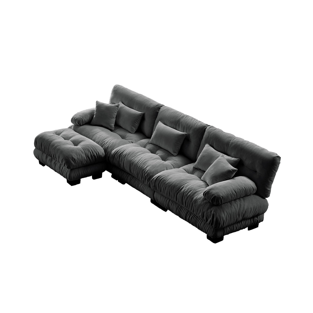 English Elm Luxury Modular Sectional Sofa - Oversized Chenille Gray Couch With Deep Seating & Convertible Ottoman W714S01020