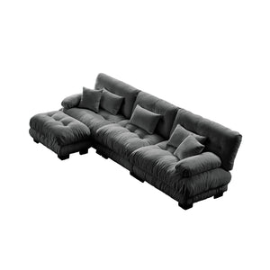 English Elm Luxury Modular Sectional Sofa - Oversized Chenille Gray Couch With Deep Seating & Convertible Ottoman W714S01020