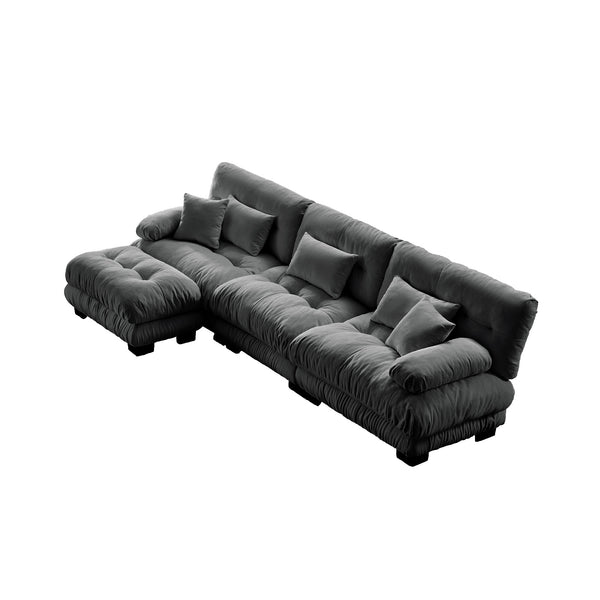 English Elm Luxury Modular Sectional Sofa - Oversized Chenille Gray Couch With Deep Seating & Convertible Ottoman W714S01020