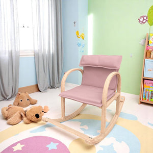 English Elm Modern Children's Rocking Chair with Sturdy Wooden Frame, Upholstered High Back, Washable Fabric, Safe Soothing Motion for Nursery and Playroom (Ages 0-8) Pink B029P330030