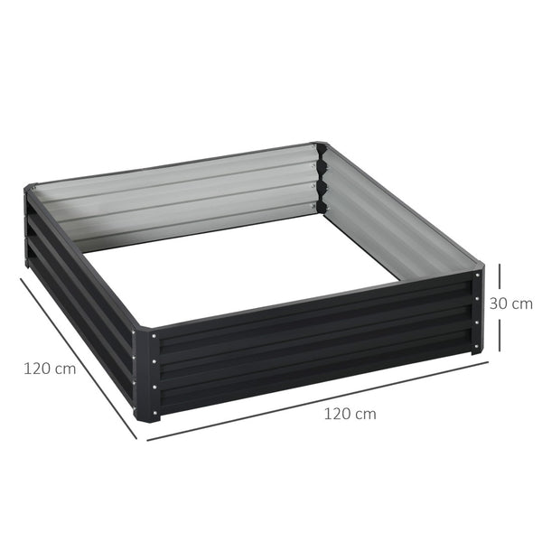 English Elm Outsunny Galvanized Steel Square Raised Garden Bed for Vegetables Herbs and Flowers W2225P485553