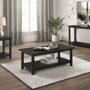 English Elm Castleton Distressed Java Wood Coffee Table - Rustic Charm With Storage Shelf For Modern Living B062P375520