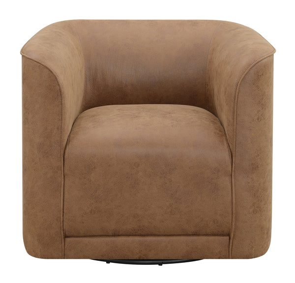English Elm Wallace & Bay - Brown Swivel Accent Chair — Contemporary Badlands Saddle Fabric, Easy-Care Comfort, 33"W Compact Design B361P384407