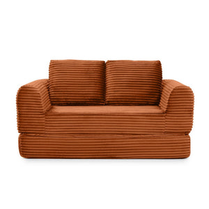 English Elm 2-in-1 Corduroy Futon Loveseat Sleeper Modular Floor Couch for Studio Living Rooms Orange W1117P415715