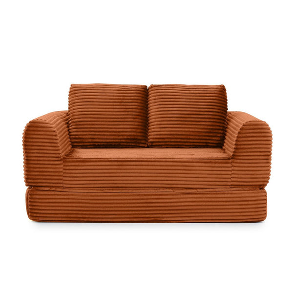 English Elm 2-in-1 Corduroy Futon Loveseat Sleeper Modular Floor Couch for Studio Living Rooms Orange W1117P415715