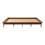 Walker Edison Mid-Century Modern Solid Wood King Platform Bed in Walnut Frame