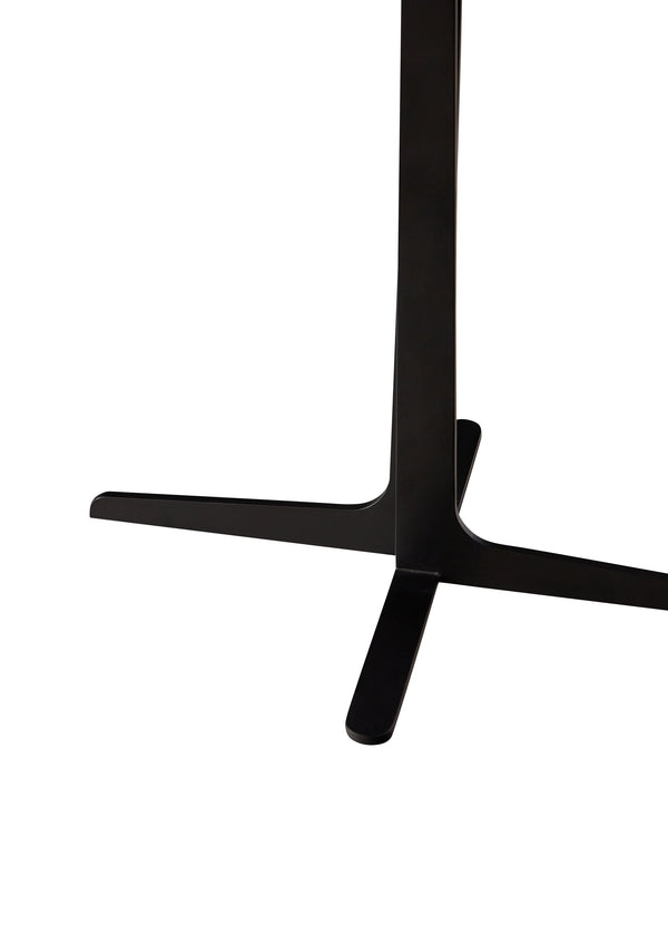 English Elm End Table Chic Glass Top Side Table - 20" Round Tempered Glass & Metal Base, Modern Black Brown Decor W1911S00002