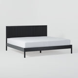 Contemporary Reeded Headboard Solid Wood King Bed Black ORLB8BBL Walker Edison