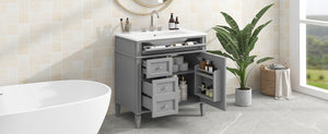 English Elm 30'' Modern Bathroom Vanity With Ceramic Sink, 2 Smooth-Glide Drawers & Tip-Out Compartment Storage N710P206904E