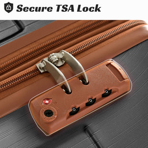 English Elm Hardshell Abs 2 Piece Luggage Set with Tsa Lock Spinner Wheels Carry on Travel Black Brown N730P306666A