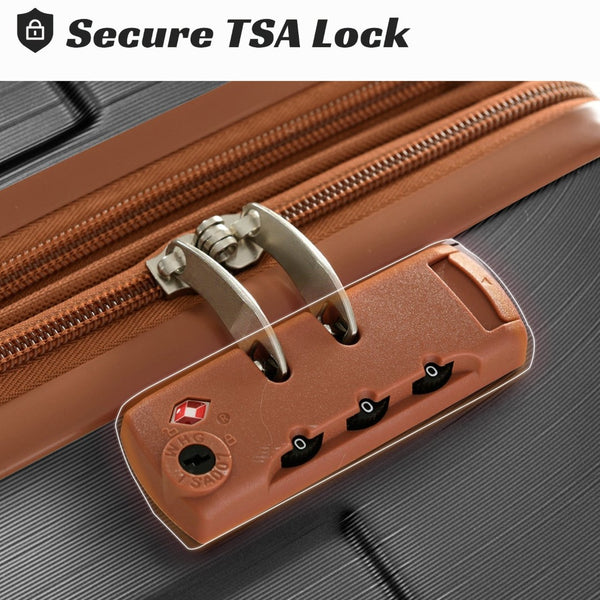 English Elm Hardshell Abs 2 Piece Luggage Set with Tsa Lock Spinner Wheels Carry on Travel Black Brown N730P306666A