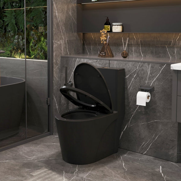 English Elm 1.1/1.6 Gpf Matte Black One-piece Toilet Ada Comfort Height Dual Flush Elongated Bowl T5287P464563