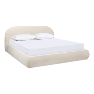 English Elm Jennifer Taylor Home - Archie Puffy Grounded Upholstered Platform Bed in Oatmeal Chenille — Arched Puffy Headboard, No-Box Spring Design, Durable Elegance (90") B2719P320241
