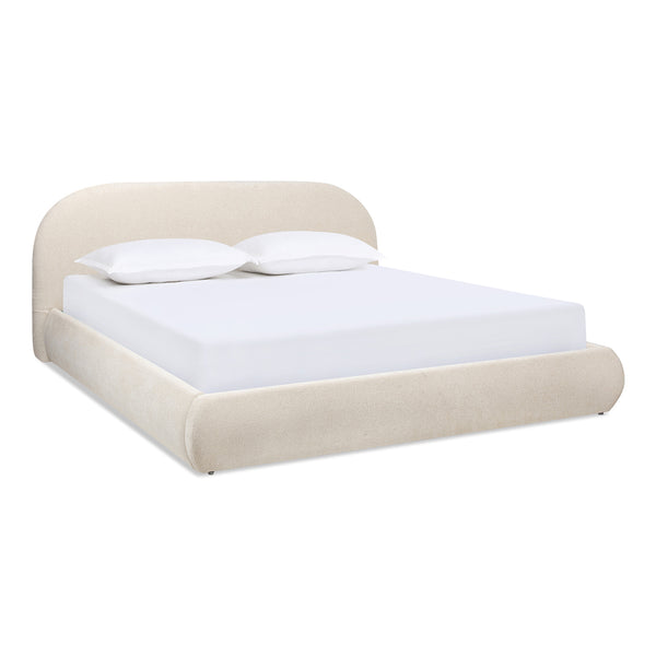 English Elm Jennifer Taylor Home - Archie Puffy Grounded Upholstered Platform Bed in Oatmeal Chenille — Arched Puffy Headboard, No-Box Spring Design, Durable Elegance (90") B2719P320241