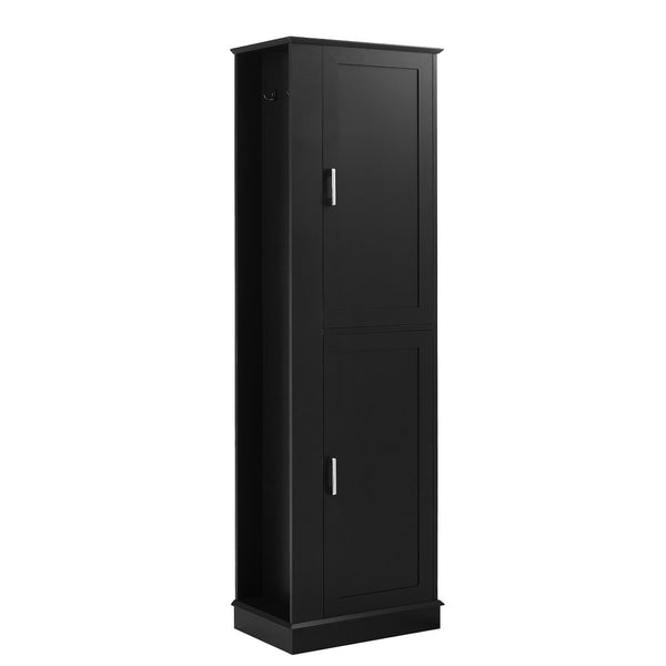 English Elm Tall Bathroom Storage Cabinet - Freestanding With Adjustable Shelves, Hooks & Modern Black Design N725P241834B-GIGA